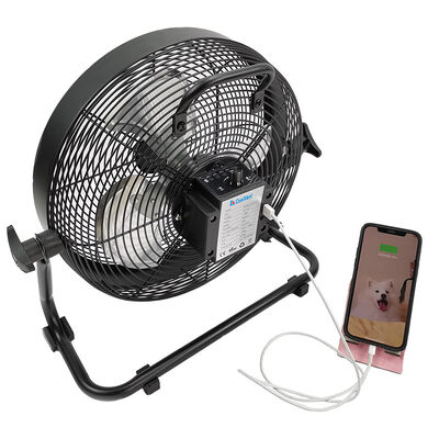 KCoolVent K12DFの産業床は黄色/黒いDCの再充電携帯用12inchに送風する